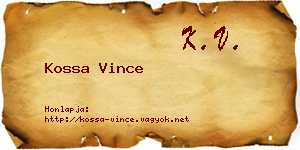 Kossa Vince névjegykártya